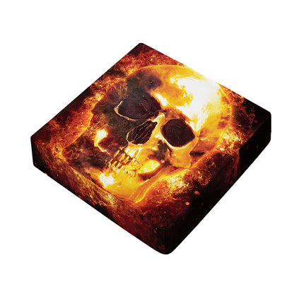 Skull In Flames Print Outdoor Seat Cushion Cover