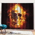 Skull In Flames Print Pencil Pleat Curtains