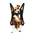 Skull In Flames Print Pet Carrier Backpack