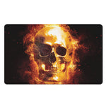 Skull In Flames Print Polyester Doormat