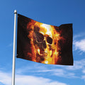 Skull In Flames Print Polyester Flag
