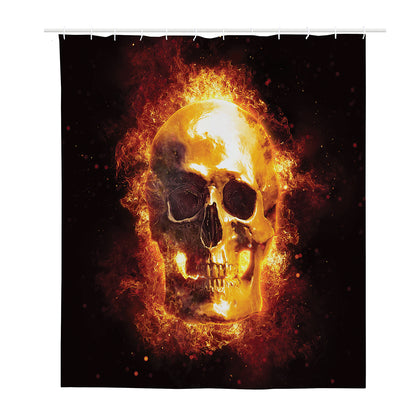 Skull In Flames Print Polyester Shower Curtain
