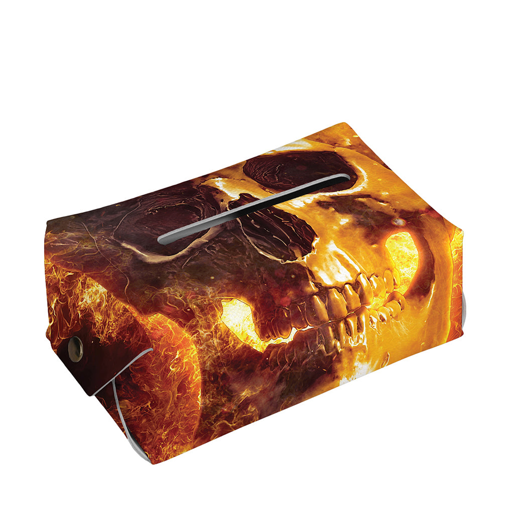 Skull In Flames Print Rectangle Tissue Box Cover