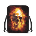 Skull In Flames Print Rectangular Crossbody Bag
