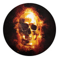 Skull In Flames Print Round Blanket