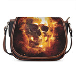 Skull In Flames Print Saddle Bag