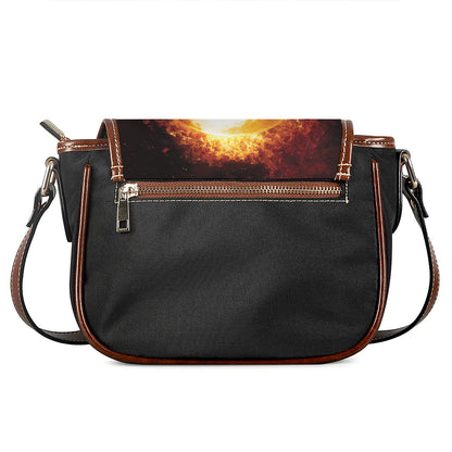 Skull In Flames Print Saddle Bag