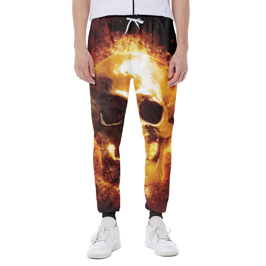 Skull In Flames Print Scuba Joggers