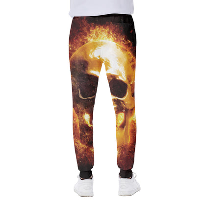 Skull In Flames Print Scuba Joggers