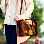 Skull In Flames Print Shoulder Strap Bible Bag