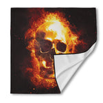 Skull In Flames Print Silk Bandana