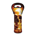 Skull In Flames Print Single Neoprene Wine Tote