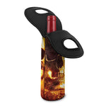 Skull In Flames Print Single Neoprene Wine Tote