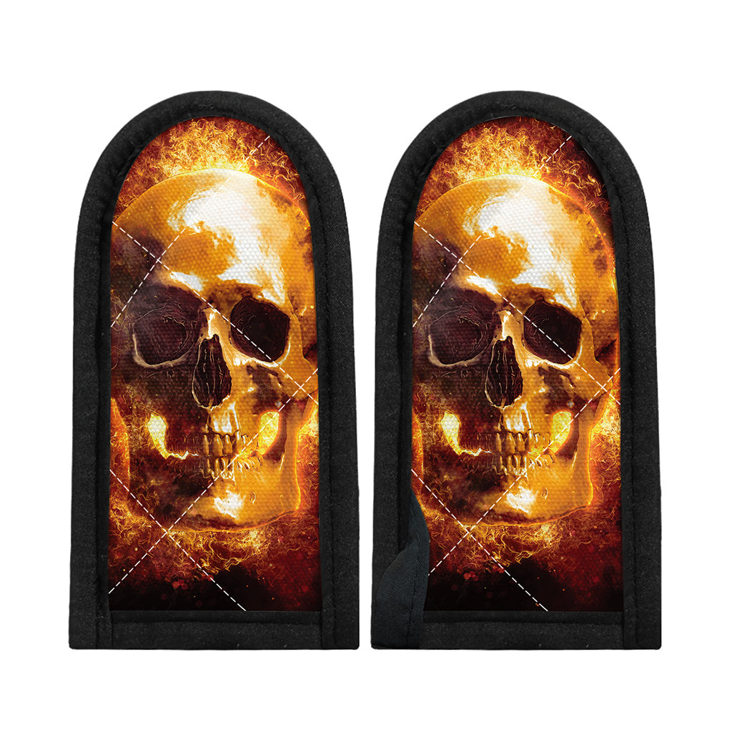 Skull In Flames Print Skillet Handle Cover