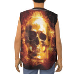 Skull In Flames Print Sleeveless Baseball Jersey