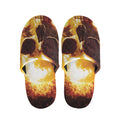 Skull In Flames Print Slippers