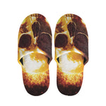 Skull In Flames Print Slippers