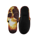 Skull In Flames Print Slippers