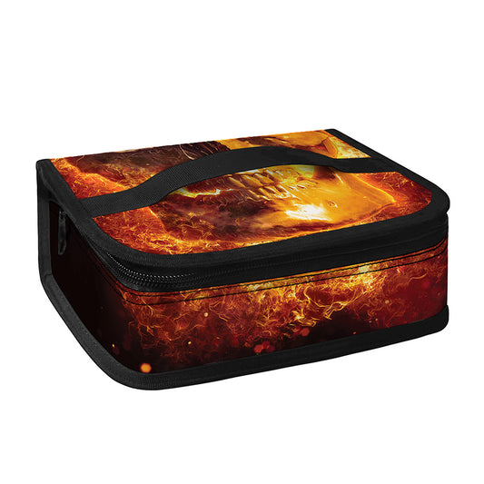 Skull In Flames Print Small Lunch Bag