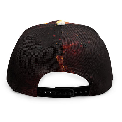 Skull In Flames Print Snapback Cap