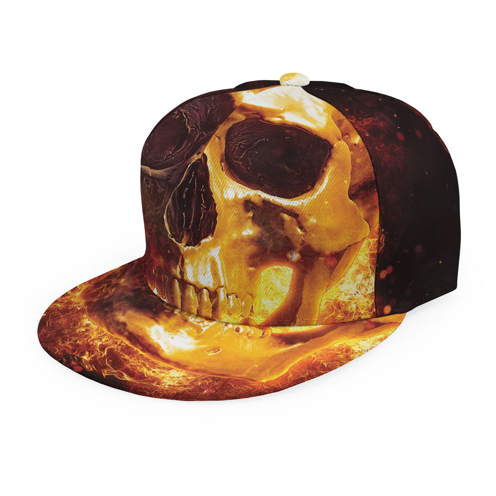Skull In Flames Print Snapback Cap