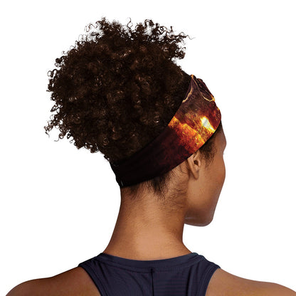 Skull In Flames Print Sports Headband