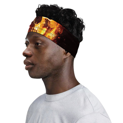 Skull In Flames Print Sports Headband