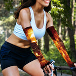 Skull In Flames Print Sun Protection Arm Sleeves