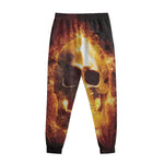 Skull In Flames Print Sweatpants
