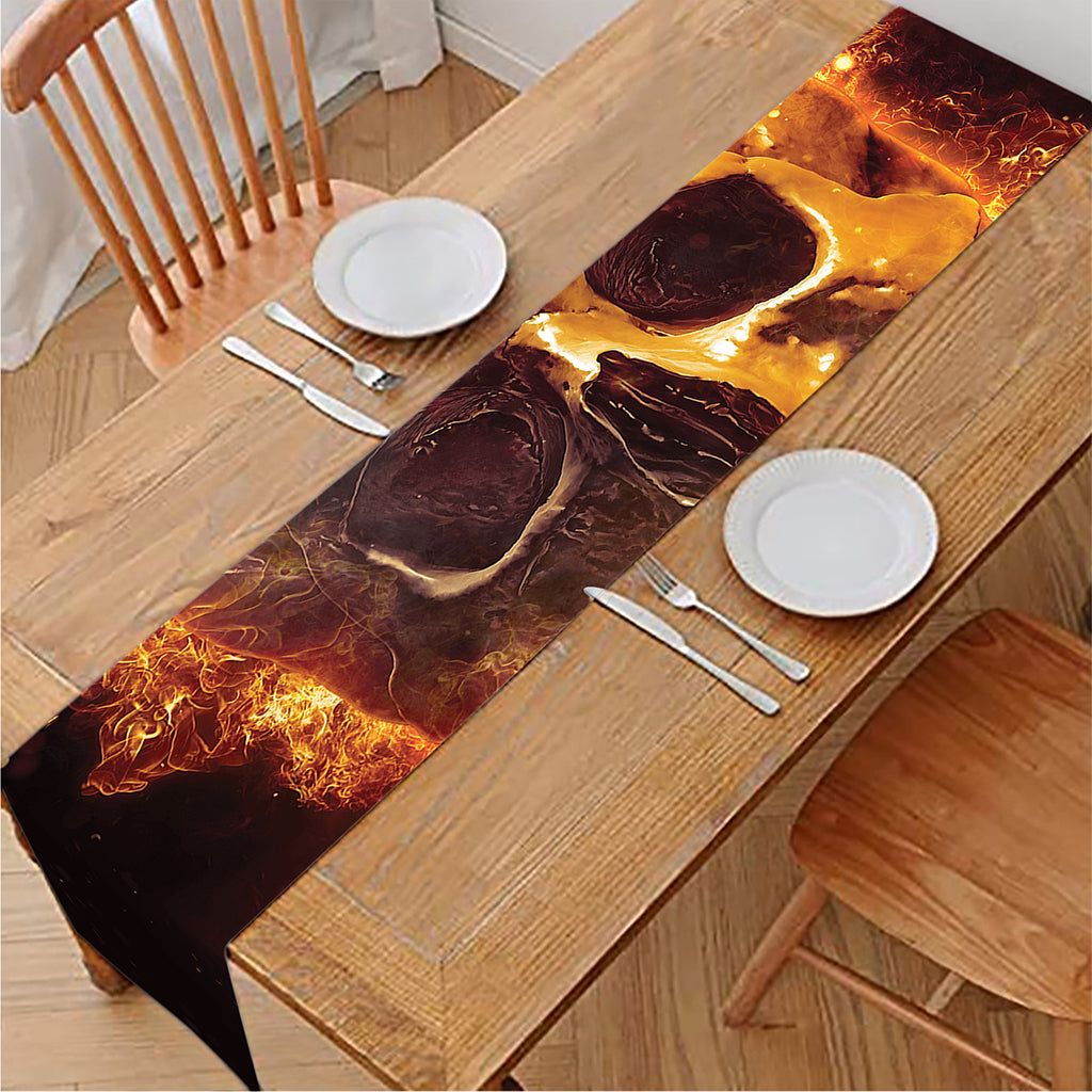 Skull In Flames Print Table Runner