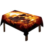 Skull In Flames Print Tablecloth