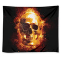 Skull In Flames Print Tapestry