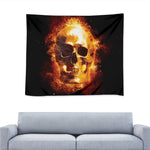 Skull In Flames Print Tapestry