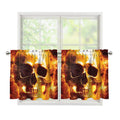 Skull In Flames Print Tier Curtains