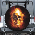 Skull In Flames Print Tire Cover