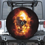 Skull In Flames Print Tire Cover With Camera Hole