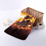 Skull In Flames Print Towel