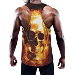 Skull In Flames Print Training Tank Top
