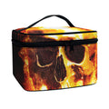 Skull In Flames Print Travel Makeup Bag