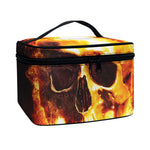 Skull In Flames Print Travel Makeup Bag