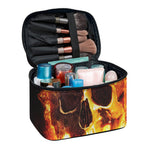 Skull In Flames Print Travel Makeup Bag