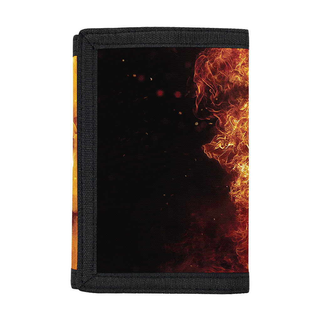 Skull In Flames Print Trifold Wallet