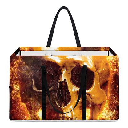 Skull In Flames Print Utility Tote Bag