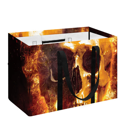 Skull In Flames Print Utility Tote Bag