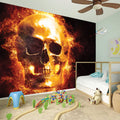 Skull In Flames Print Wall Sticker