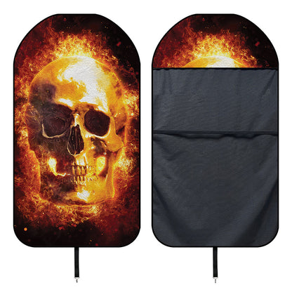 Skull In Flames Print Waterproof Car Seat Cover