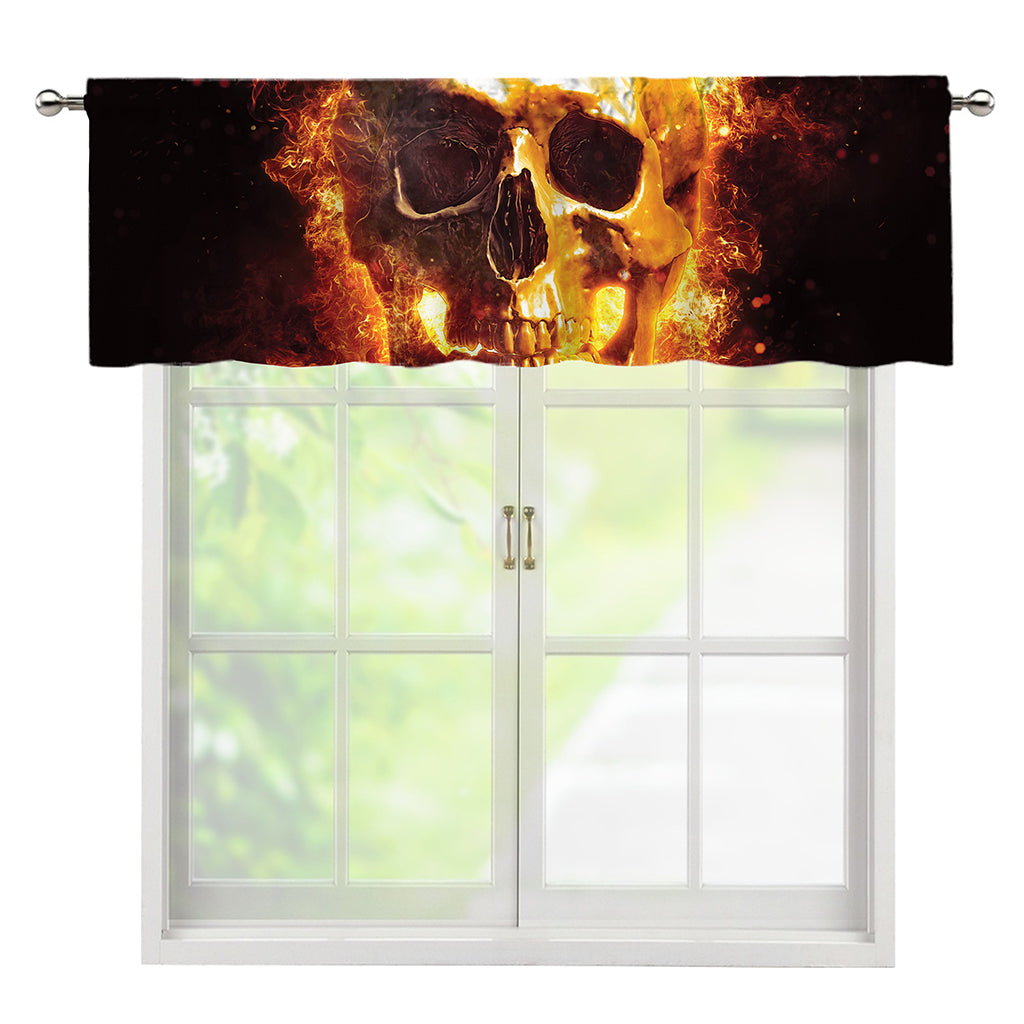 Skull In Flames Print Window Valance
