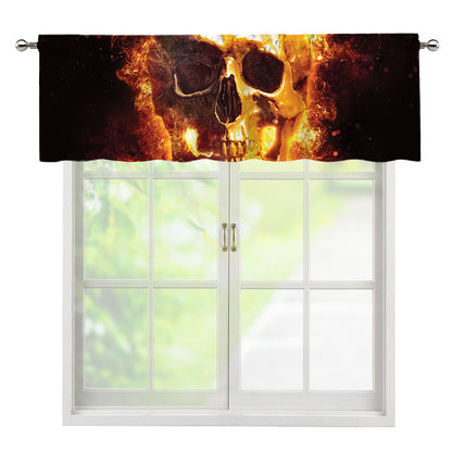 Skull In Flames Print Window Valance