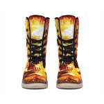 Skull In Flames Print Winter Boots
