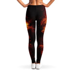 Skull In Flames Print Women's Leggings